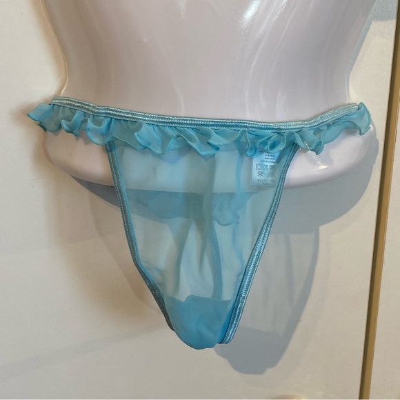 La Senza 2 Piece Baby Blue Sheer Chemise Sleep Shirt Cami Set Size S NWT - Picture 11 of 16